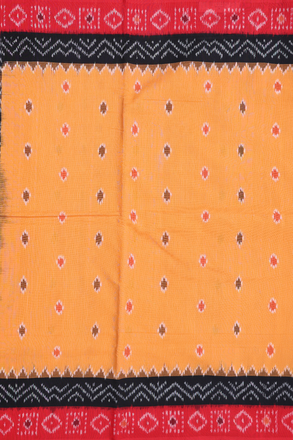 Pochampally Cotton Saree In Honey Orange With Ikat Design