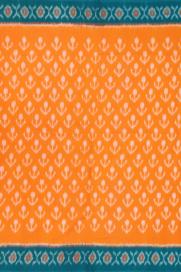 Pochampally Cotton Saree In Orange With Allover Design