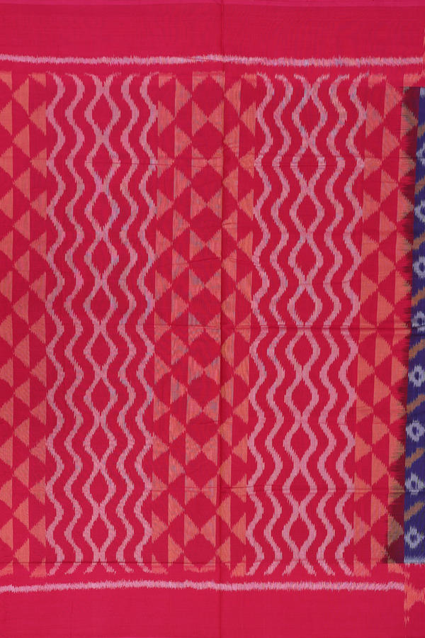 Pochampally Cotton Saree In Oxford Blue With Allover Design