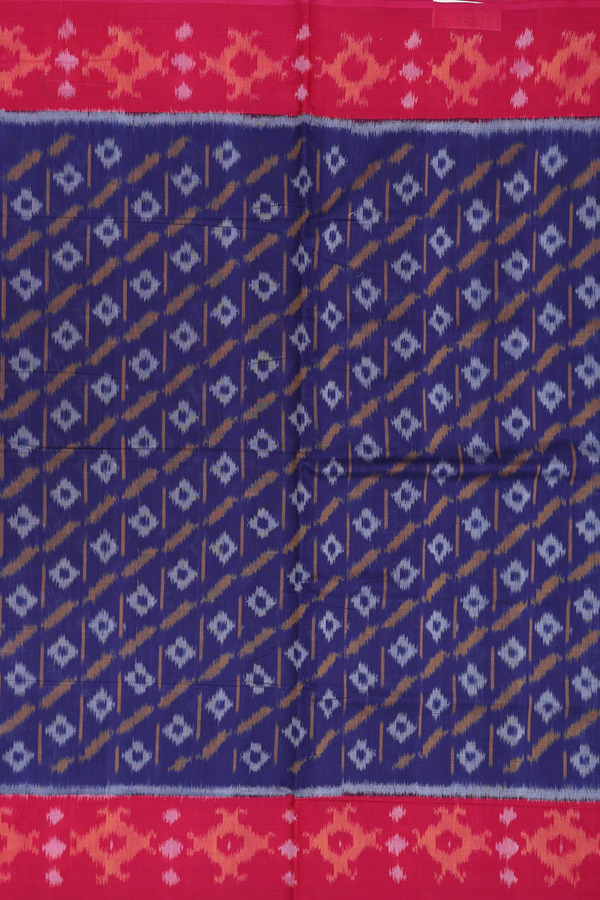 Pochampally Cotton Saree In Oxford Blue With Allover Design