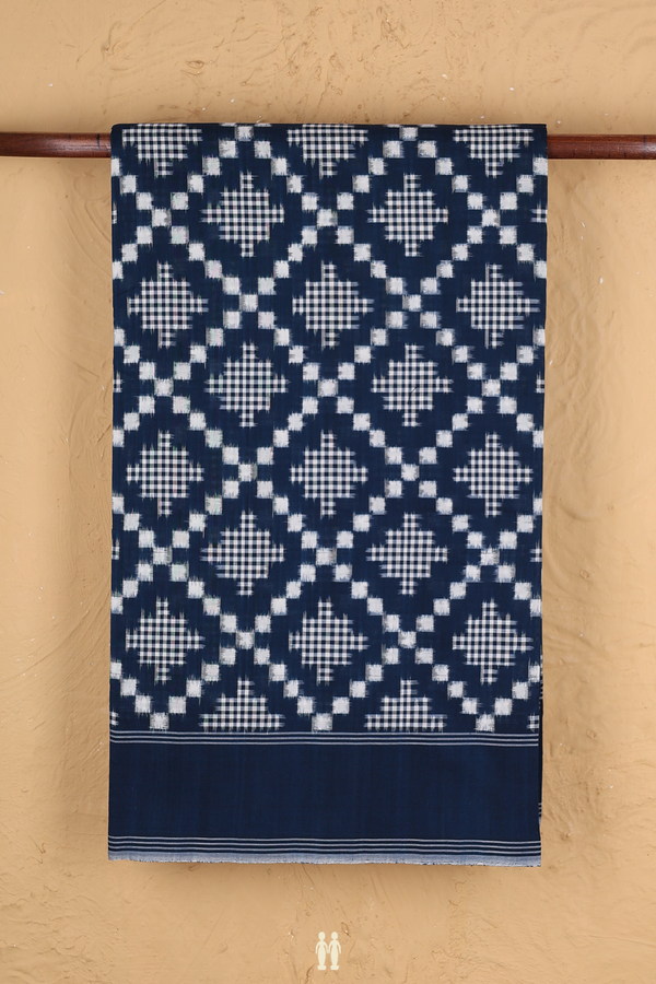 Pochampally Cotton Saree In Oxford Blue With Printed Design