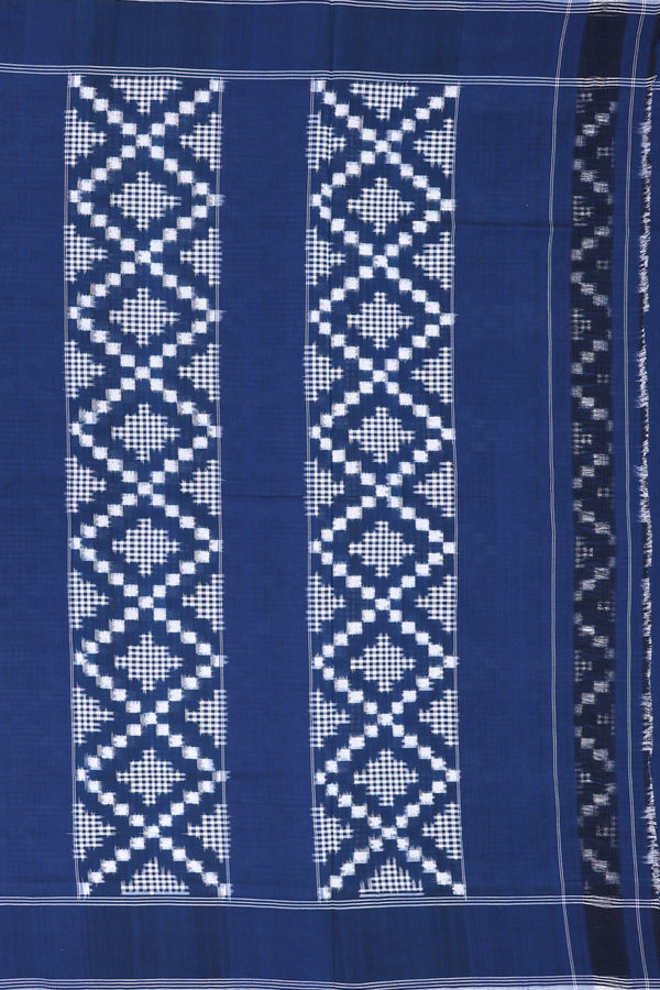 Pochampally Cotton Saree In Oxford Blue With Printed Design