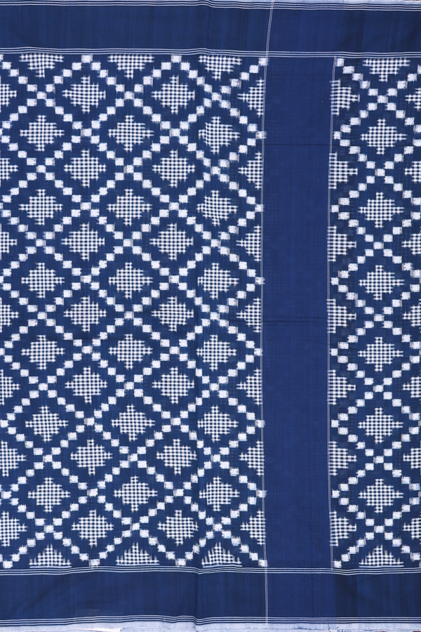 Pochampally Cotton Saree In Oxford Blue With Printed Design