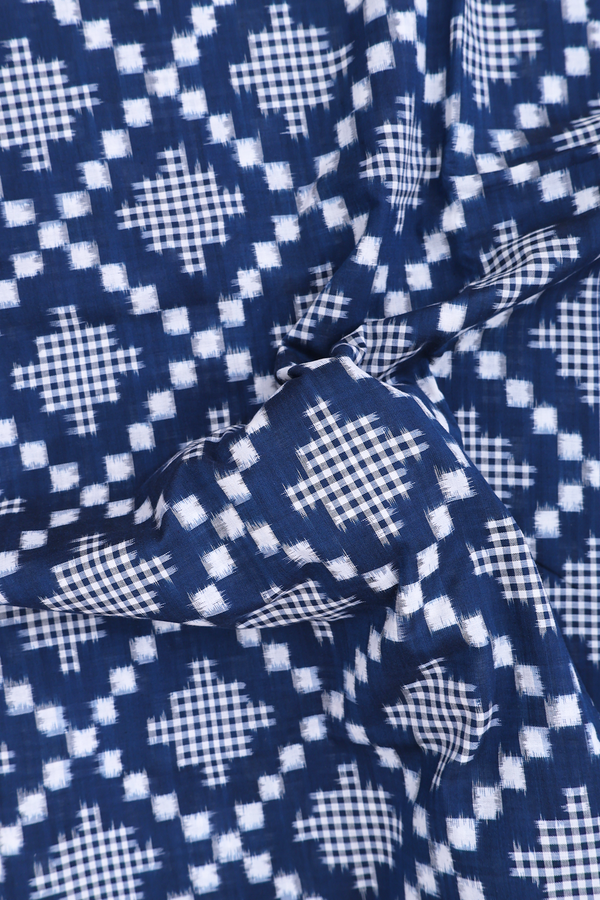 Pochampally Cotton Saree In Oxford Blue With Printed Design