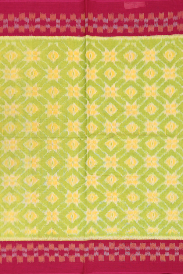 Pochampally Cotton Saree In Pear Green With Allover Design