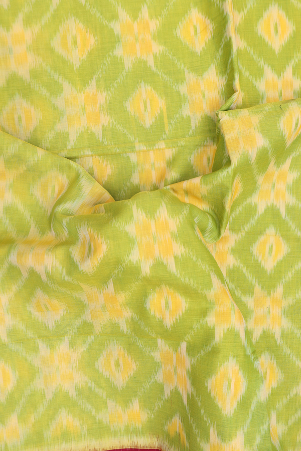 Pochampally Cotton Saree In Pear Green With Allover Design