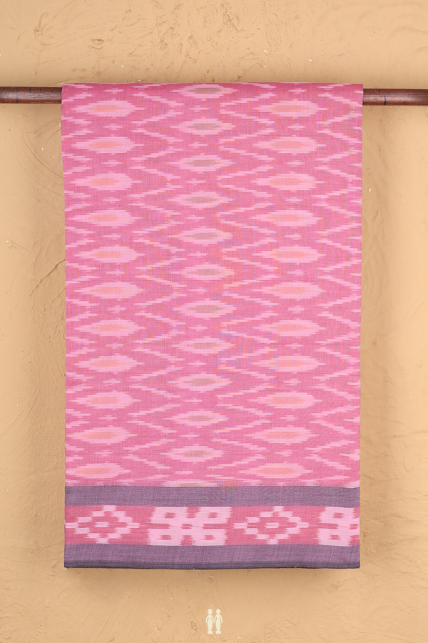 Pochampally Cotton Saree In Pink With Allover Design
