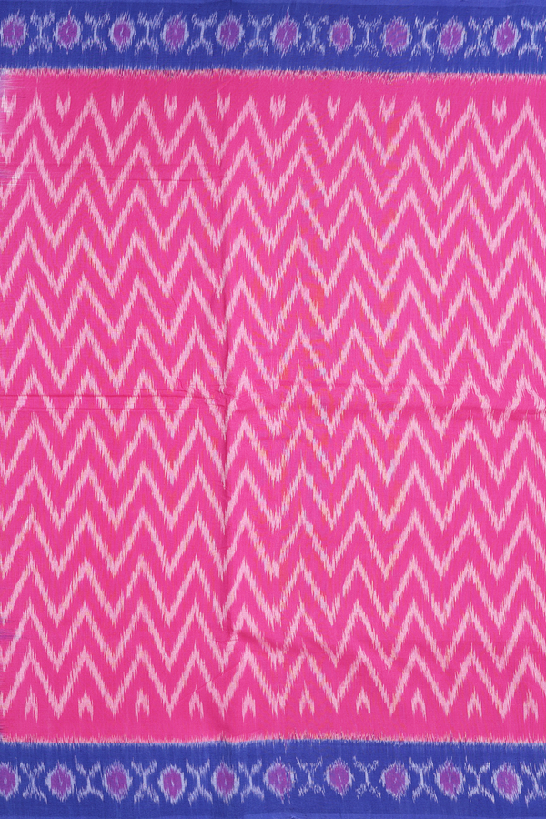 Pochampally Cotton Saree In Pink With Chevron Design