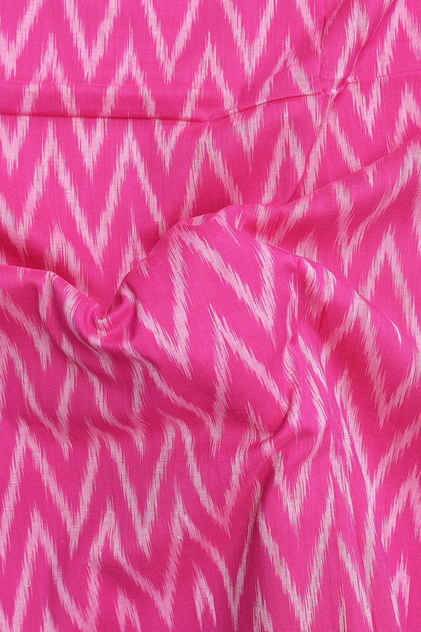Pochampally Cotton Saree In Pink With Chevron Design