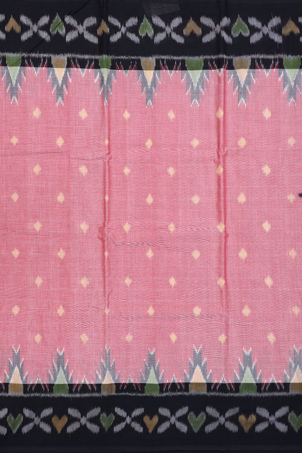 Pochampally Cotton Saree In Pink With Printed Buttas