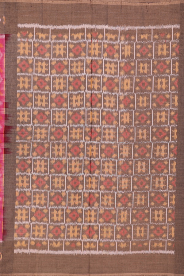 Pochampally Cotton Saree In Punch Pink With Allover Design