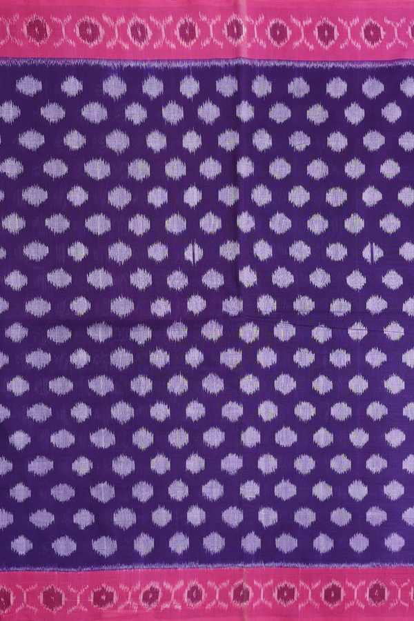 Pochampally Cotton Saree In Purple With Printed Buttas