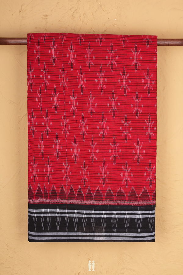 Pochampally Cotton Saree In Red With Allover Design