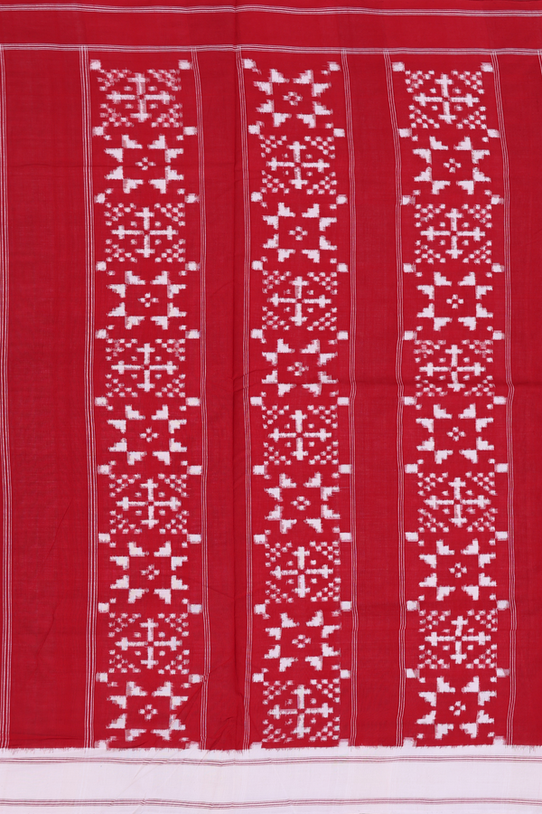 Pochampally Cotton Saree In Red With Allover Design