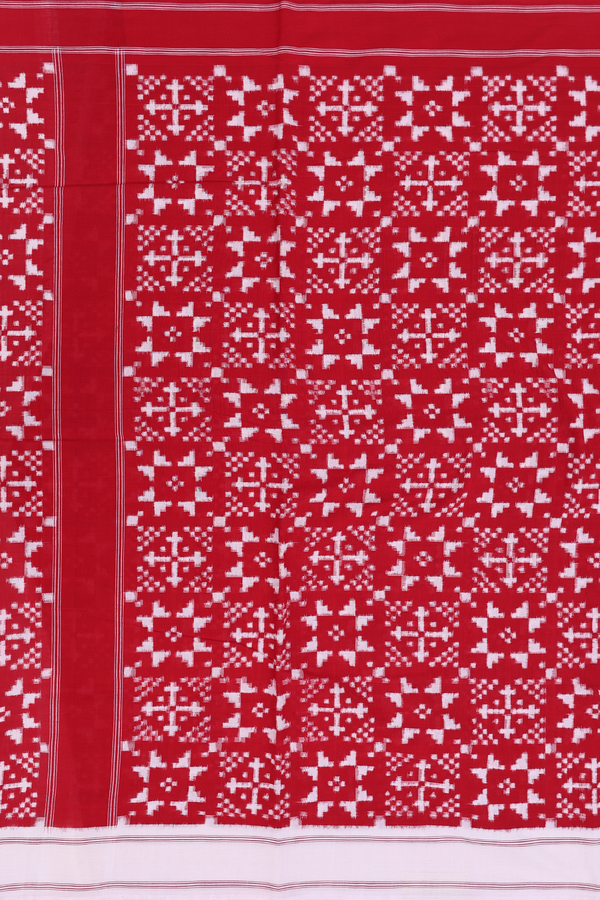 Pochampally Cotton Saree In Red With Allover Design
