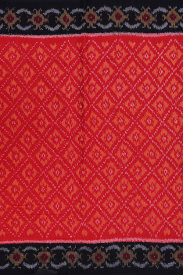 Pochampally Cotton Saree In Red With Diamond Design