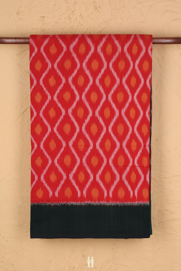 Pochampally Cotton Saree In Red With Ogee Design