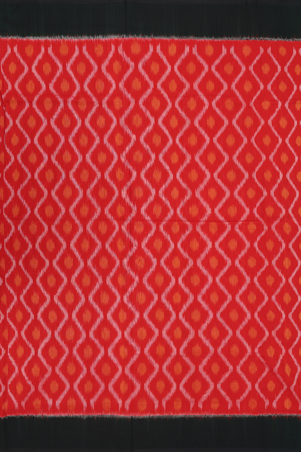 Pochampally Cotton Saree In Red With Ogee Design