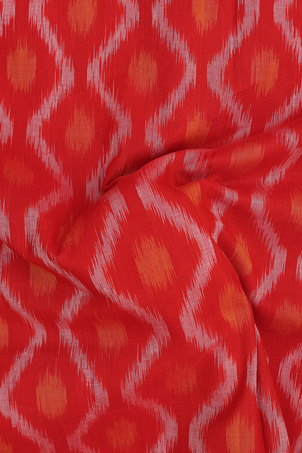 Pochampally Cotton Saree In Red With Ogee Design
