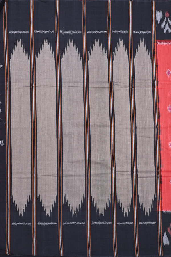 Pochampally Cotton Saree In Red With Printed Buttas