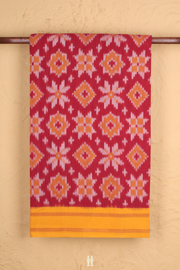 Pochampally Cotton Saree In Red With Printed Design