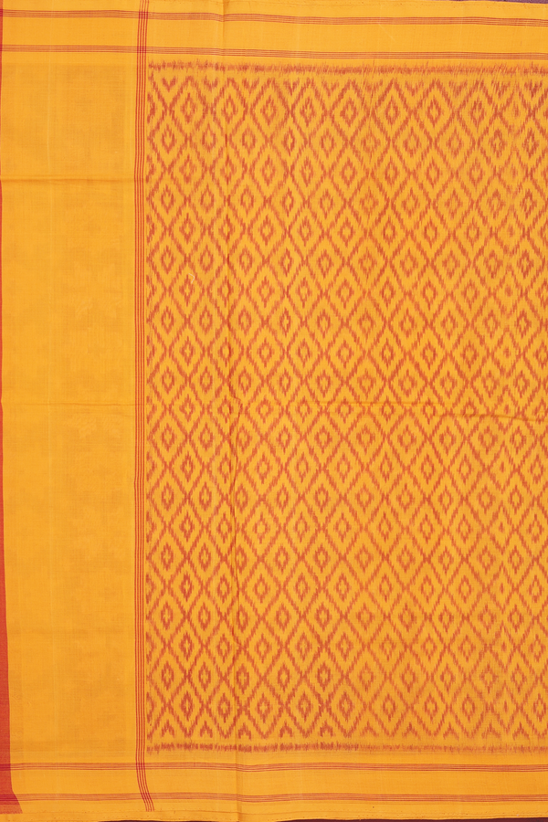 Pochampally Cotton Saree In Red With Printed Design