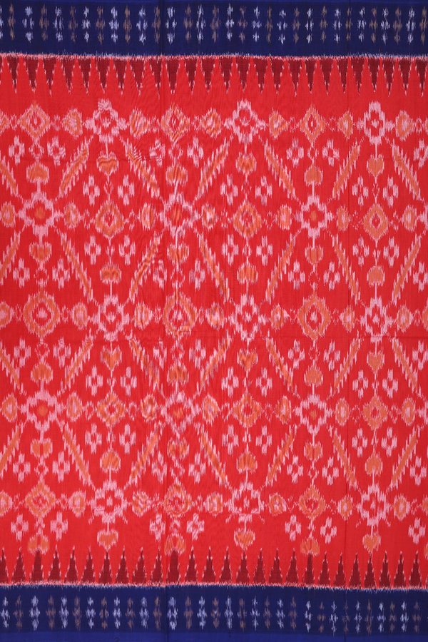 Pochampally Cotton Saree In Red With Printed Design