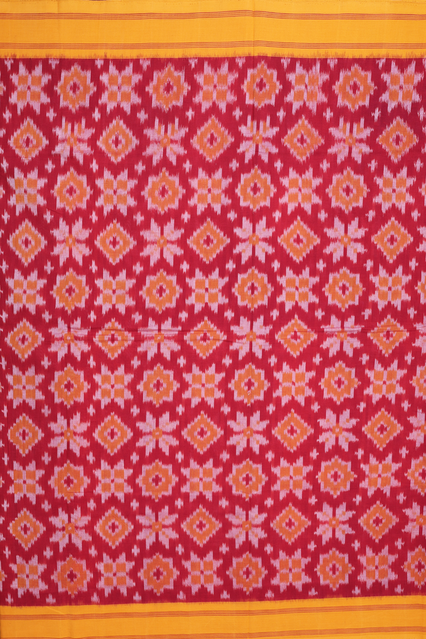 Pochampally Cotton Saree In Red With Printed Design