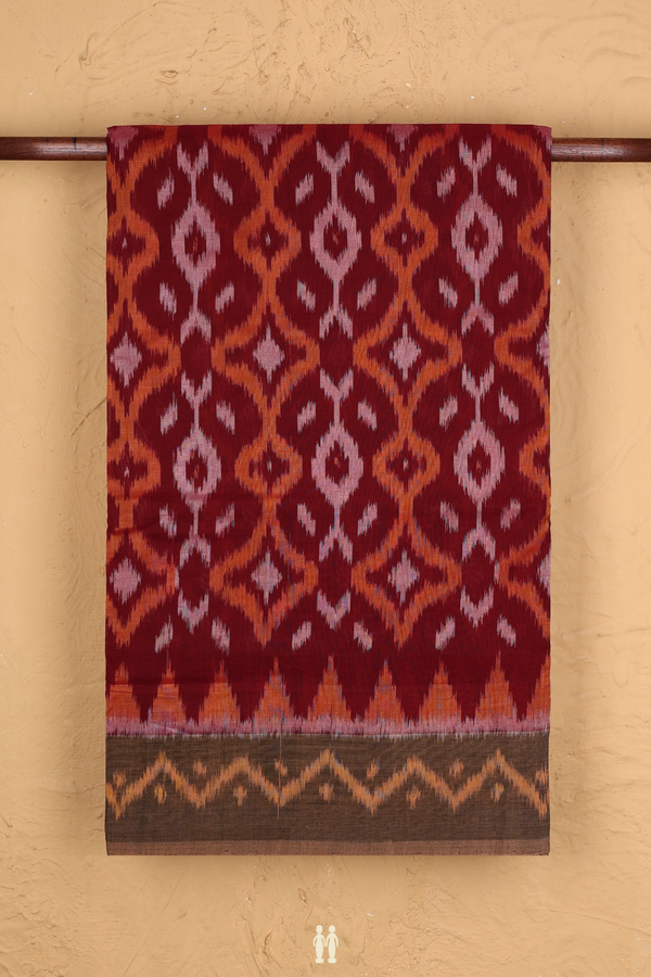 Pochampally Cotton Saree In Red With Printed Design