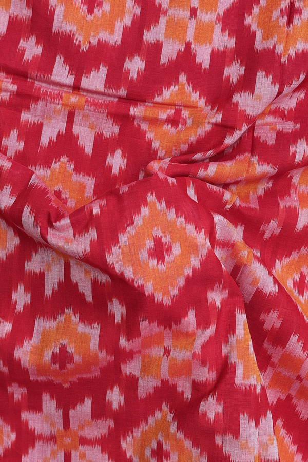 Pochampally Cotton Saree In Red With Printed Design