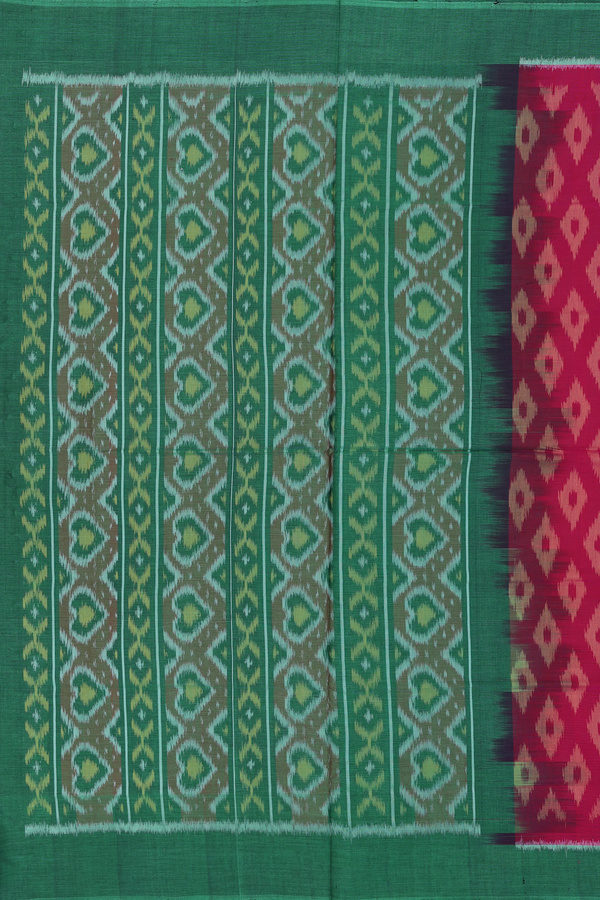 Pochampally Cotton Saree In Rose Red With Printed Design