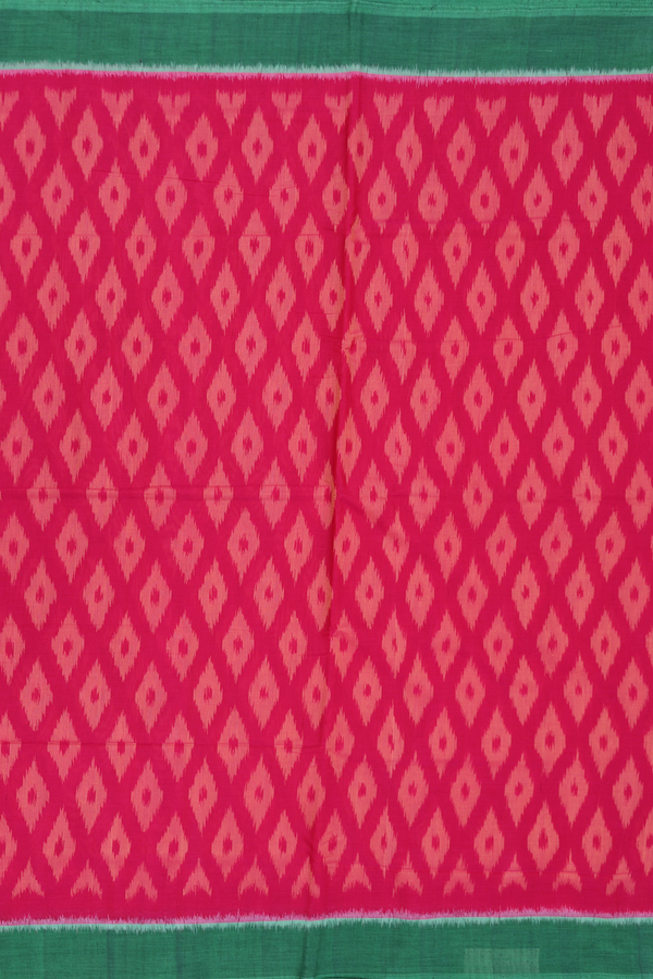 Pochampally Cotton Saree In Rose Red With Printed Design