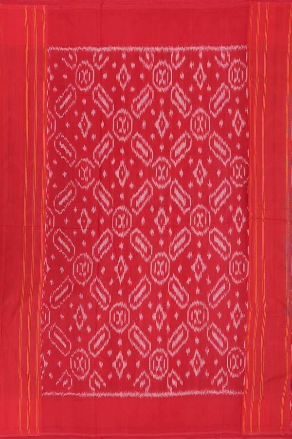 Pochampally Cotton Saree In Royal Blue With Chevron Design