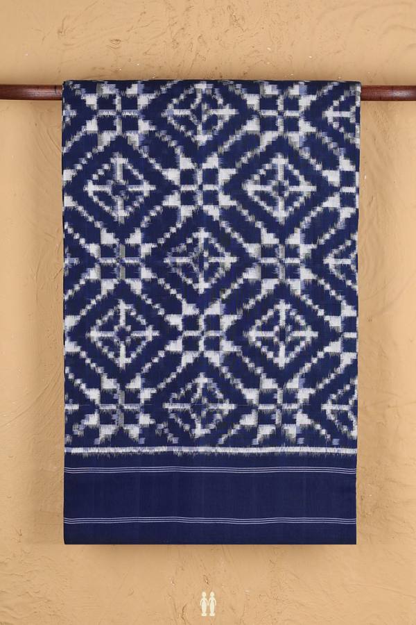 Pochampally Cotton Saree In Royal Blue With Printed Design