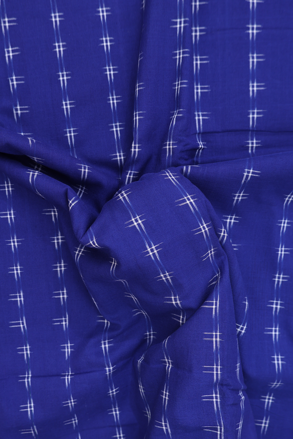Pochampally Cotton Saree In Royal Blue With Printed Design