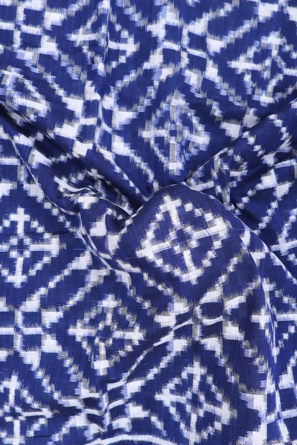 Pochampally Cotton Saree In Royal Blue With Printed Design