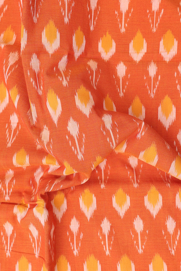 Pochampally Cotton Saree In Royal Orange With Printed Design