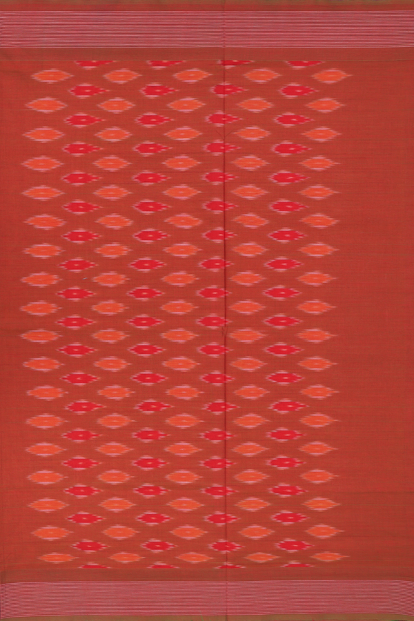 Pochampally Cotton Saree In Spiced Orange With Printed Design