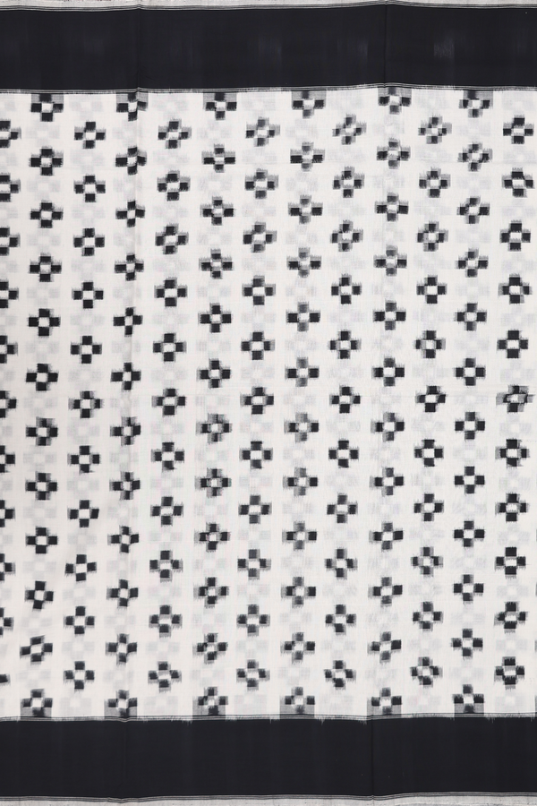 Pochampally Cotton Saree In White With Allover Buttas