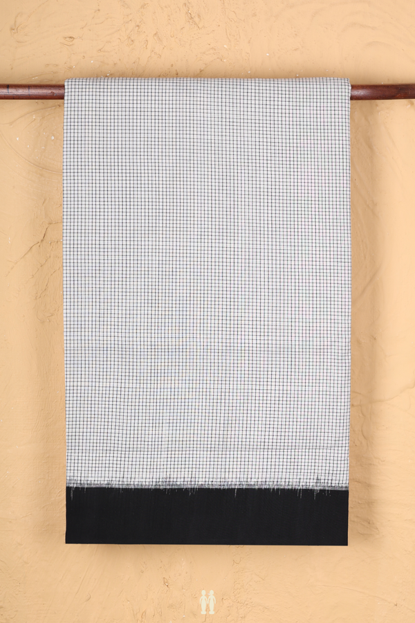 Pochampally Cotton Saree In White With Checks Design