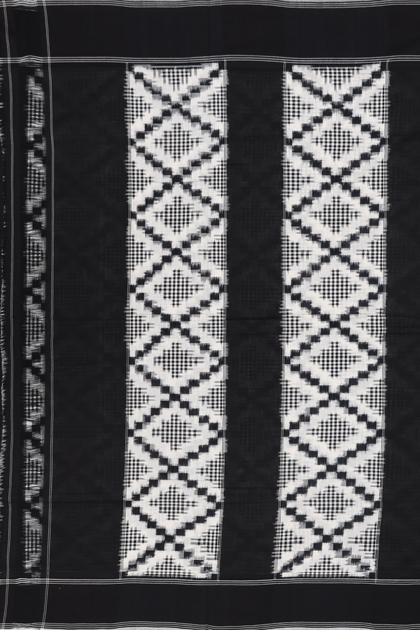 Pochampally Cotton Saree In White With Diamond Design