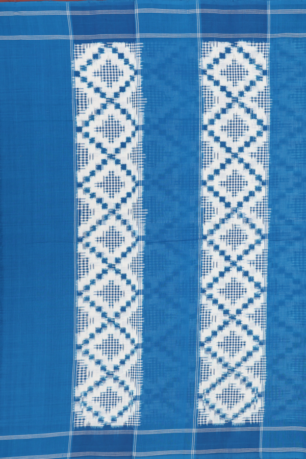 Pochampally Cotton Saree In White With Diamond Design