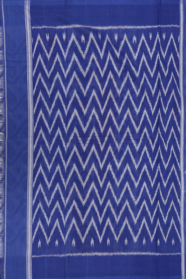 Pochampally Cotton Saree In White With Ikat Design