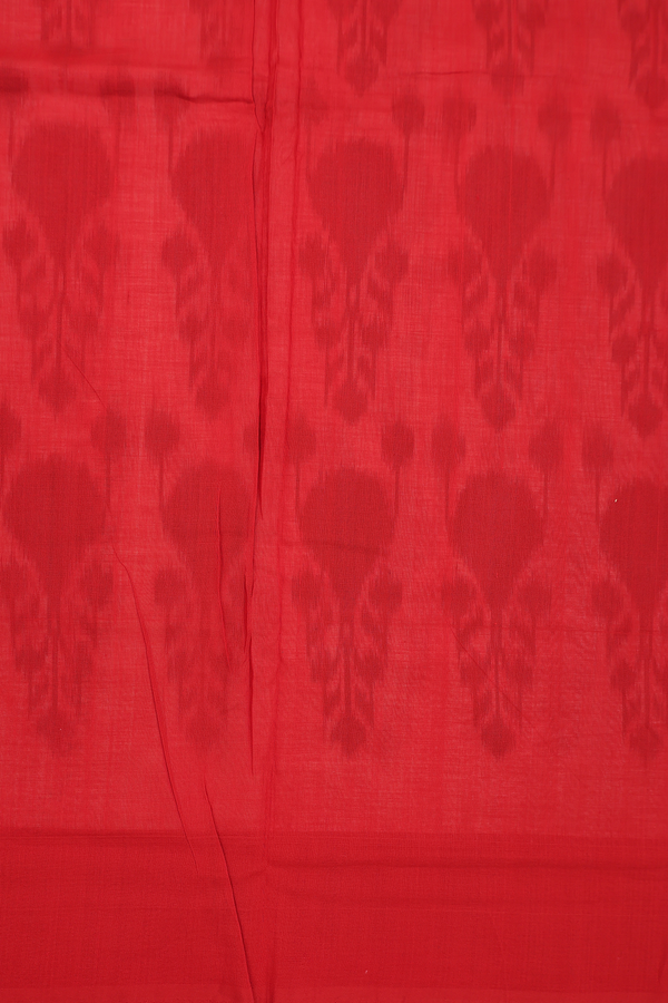 Pochampally Cotton Saree In White With Ikat Design