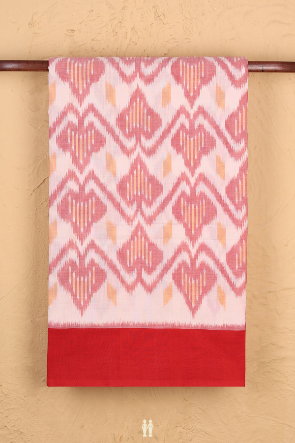 Pochampally Cotton Saree In White With Allover Design