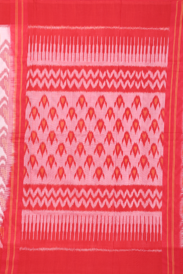 Pochampally Cotton Saree In White With Allover Design
