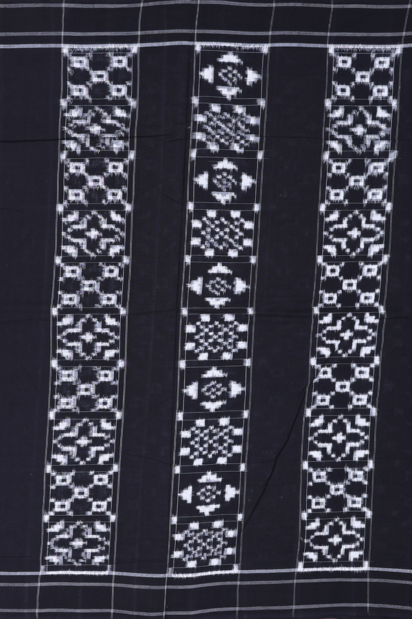 Pochampally Cotton Saree In Black With Printed Design