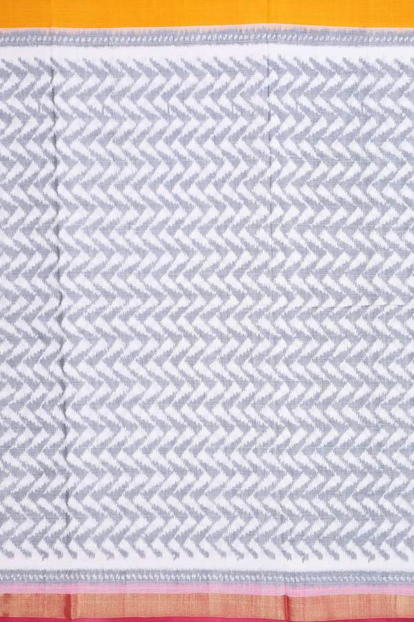 Pochampally Cotton Saree In White With Printed Design