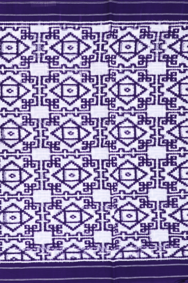 Pochampally Cotton Saree In White With Printed Design