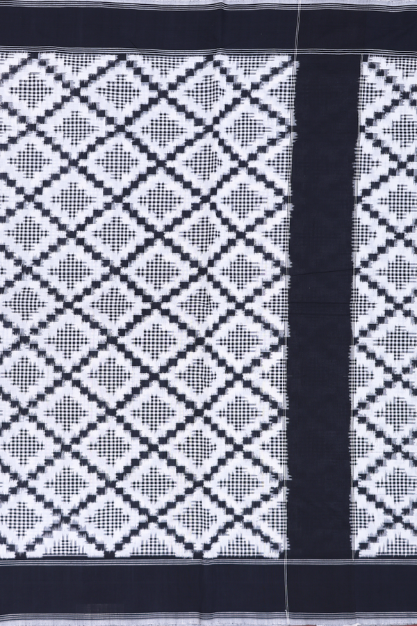 Pochampally Cotton Saree In White With Printed Design